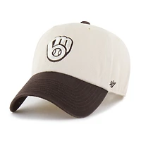 Men's '47  Natural/Brown Milwaukee Brewers Two-Tone Fashion Clean Up Adjustable Hat