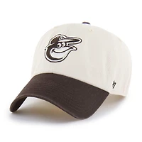Men's '47  Natural/Brown Baltimore Orioles Two-Tone Fashion Clean Up Adjustable Hat