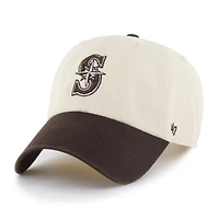 Men's '47  Natural/Brown Seattle Mariners Two-Tone Fashion Clean Up Adjustable Hat