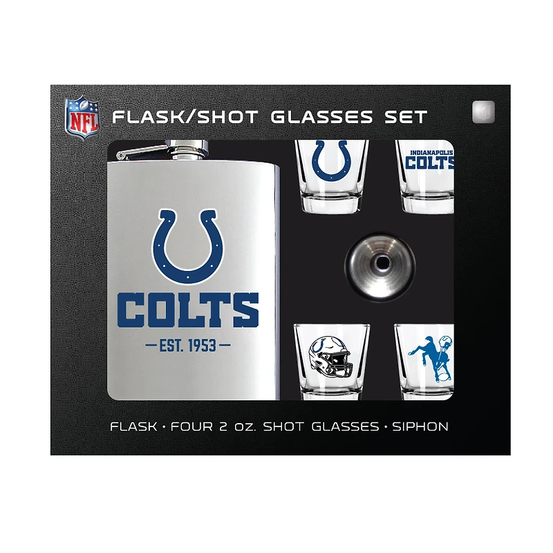 MOJO Indianapolis Colts Shot Glass & Flask Gift Set