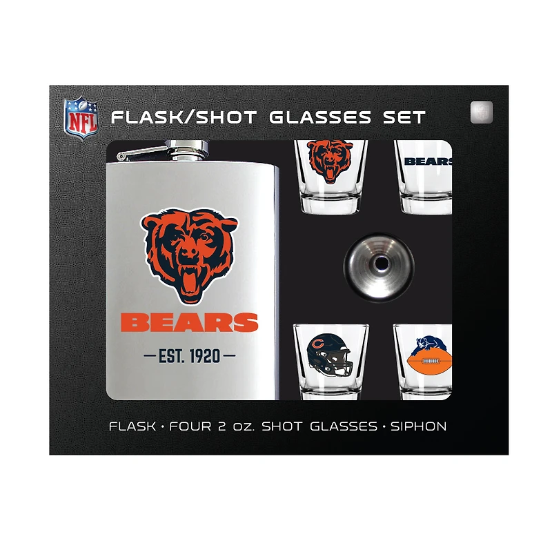 MOJO  Chicago Bears Shot Glass & Flask Gift Set