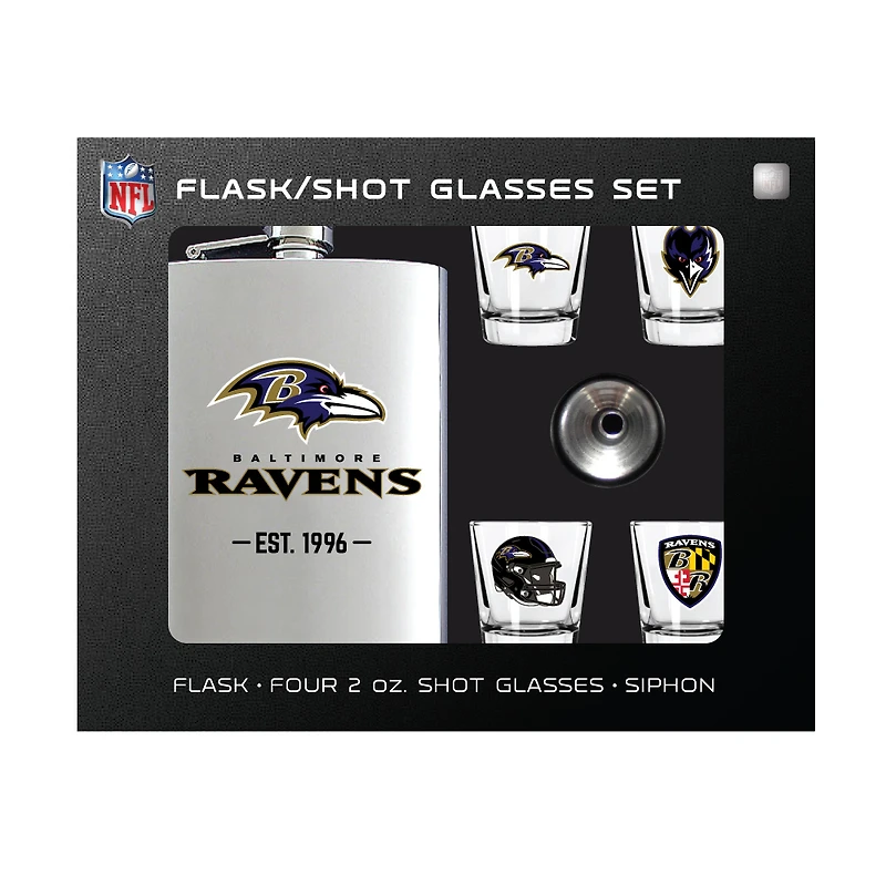 MOJO  Baltimore Ravens Shot Glass & Flask Gift Set