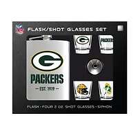 MOJO  Green Bay Packers Shot Glass & Flask Gift Set