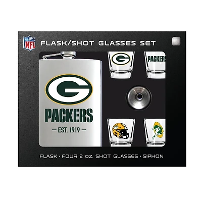MOJO Green Bay Packers Shot Glass & Flask Gift Set