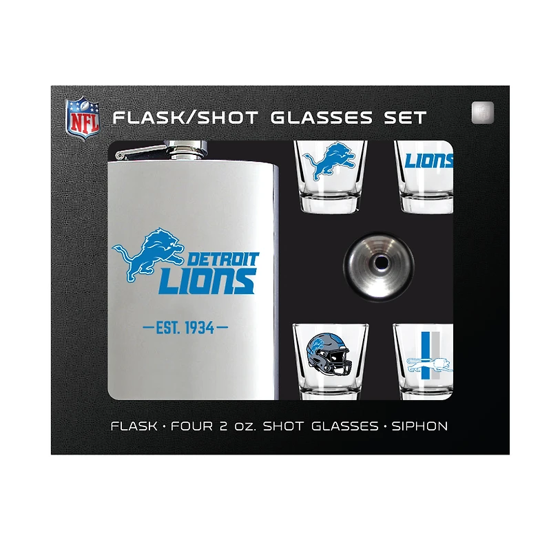 MOJO  Detroit Lions Shot Glass & Flask Gift Set