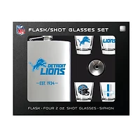 MOJO  Detroit Lions Shot Glass & Flask Gift Set
