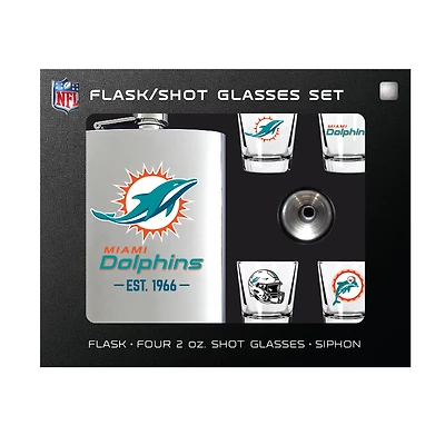 MOJO  Miami Dolphins Shot Glass & Flask Gift Set