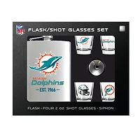 MOJO  Miami Dolphins Shot Glass & Flask Gift Set