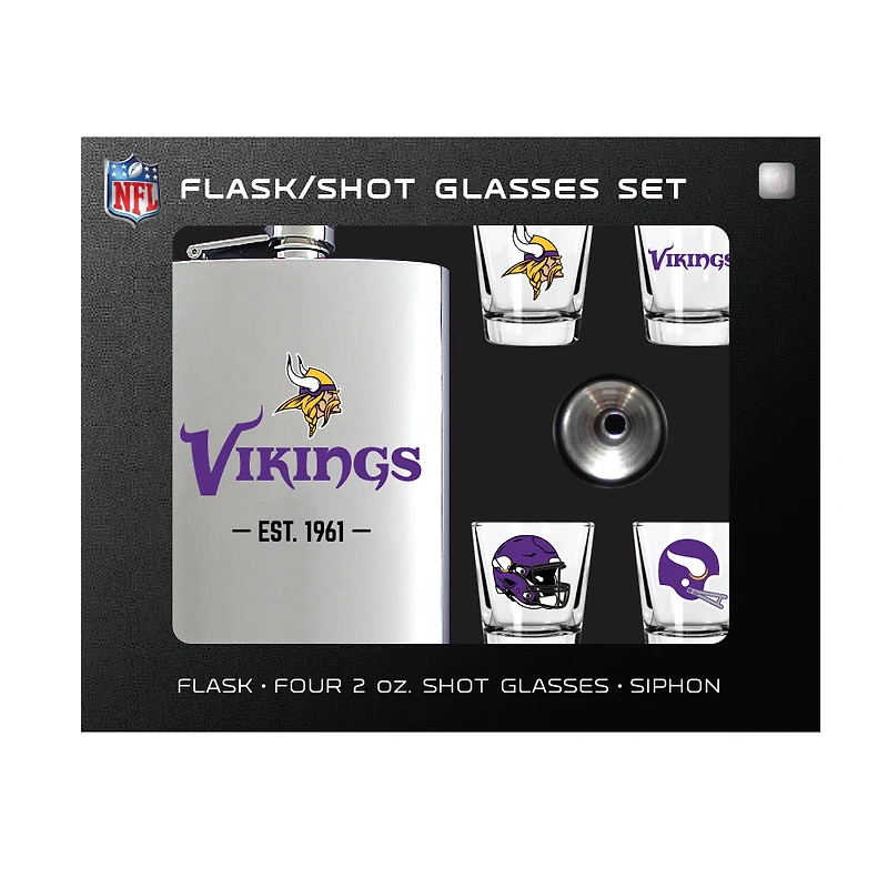 MOJO Minnesota Vikings Shot Glass & Flask Gift Set