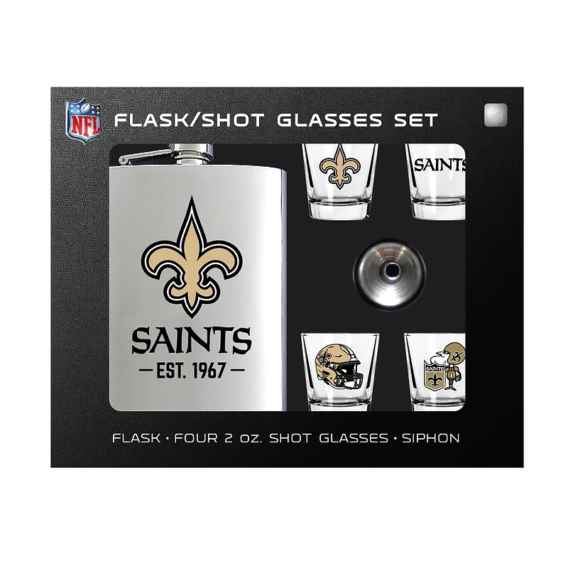 MOJO  New Orleans Saints Shot Glass & Flask Gift Set