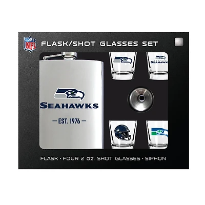 MOJO  Seattle Seahawks Shot Glass & Flask Gift Set