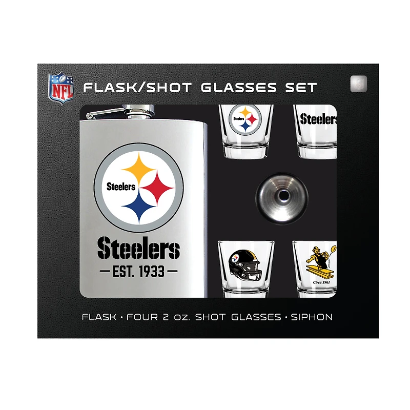 MOJO  Pittsburgh Steelers Shot Glass & Flask Gift Set