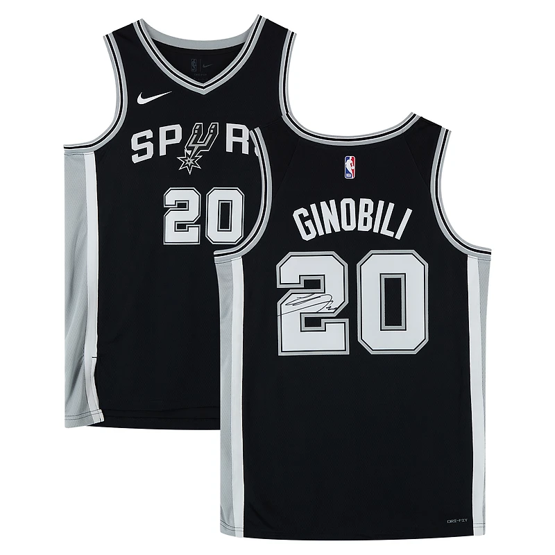 Manu Ginobili San Antonio Spurs Autographed Black Nike Icon Edition Swingman Jersey