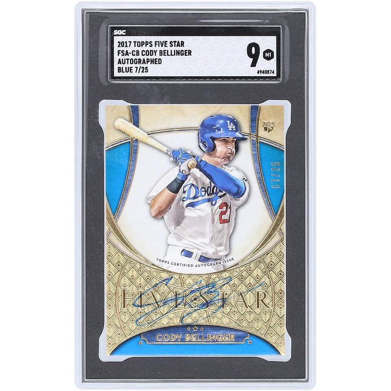 Cody Bellinger Los Angeles Dodgers Autographed 2017 Topps Five Star Blue #FSA-CB #7/25 SGC Authenticated 9 Rookie Card