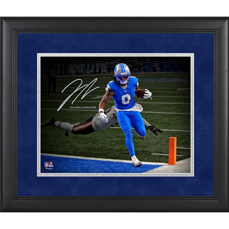 Jahmyr Gibbs Detroit Lions Facsimile Signature Framed 11" x 14" Spotlight Photograph