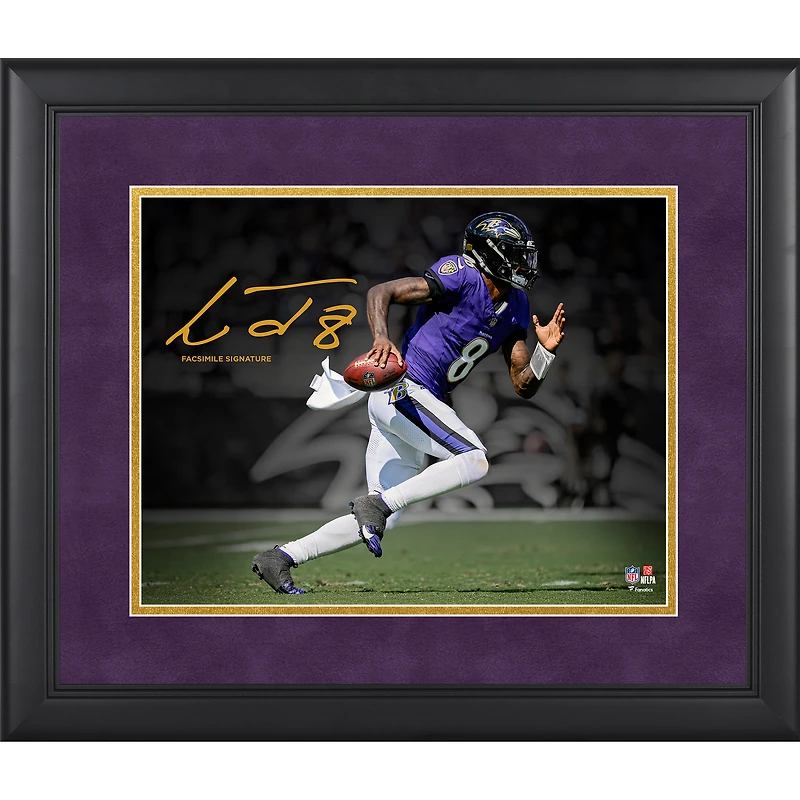Lamar Jackson Baltimore Ravens Facsimile Signature Framed 11" x 14" Spotlight Photograph