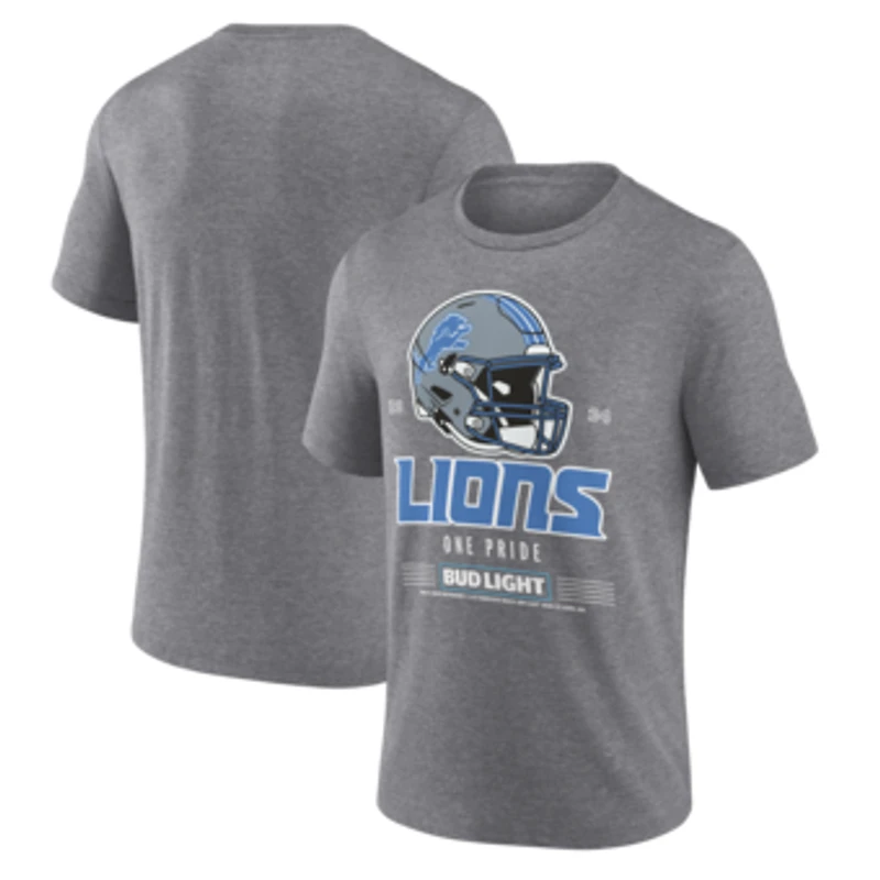Men's Heather Gray Detroit Lions Bud Light Tri-Blend T-Shirt