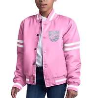 Girls Youth Starter  Pink Sacramento Kings Fashion Script Full-Snap Varsity Jacket