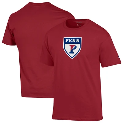 Men's Champion  Red Pennsylvania Quakers Arch Grandparent Jersey T-Shirt