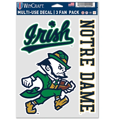 WinCraft  Notre Dame Fighting Irish 3-Pack Football Leprechaun Fan Decal Set