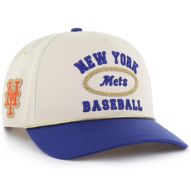 Men's '47 x Stoney Clover Lane  Natural/Royal New York Mets Glitter Rope Hitch Adjustable Hat