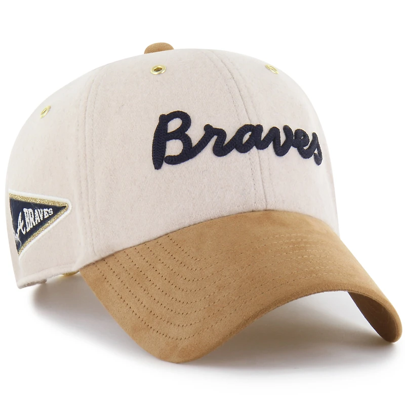 Men's '47 x Stoney Clover Lane  Natural/Tan Atlanta Braves Script Charm Clean Up Adjustable Hat