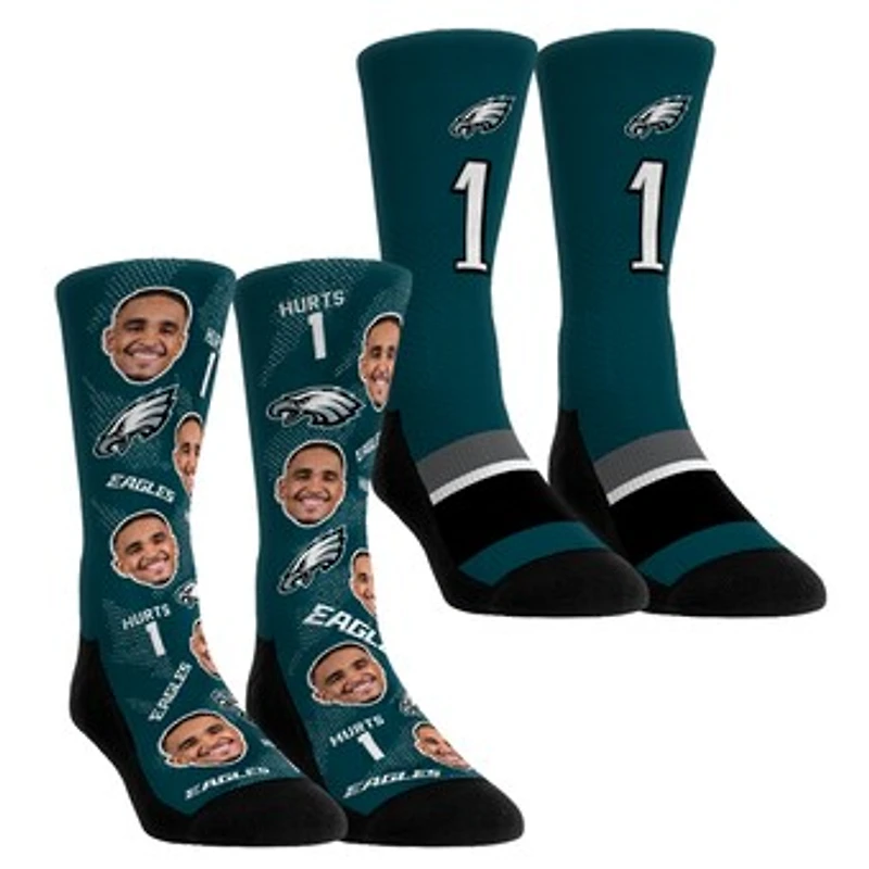 Youth Rock Em Socks Jalen Hurts Philadelphia Eagles Player Football Guy Two-Pack Crew Sock Set