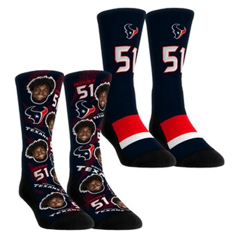 Youth Rock Em Socks Will Anderson Jr. Houston Texans Player Football Guy Two-Pack Crew Sock Set