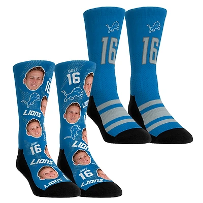 Youth Rock Em Socks Jared Goff Detroit Lions Player Football Guy Two-Pack Crew Sock Set