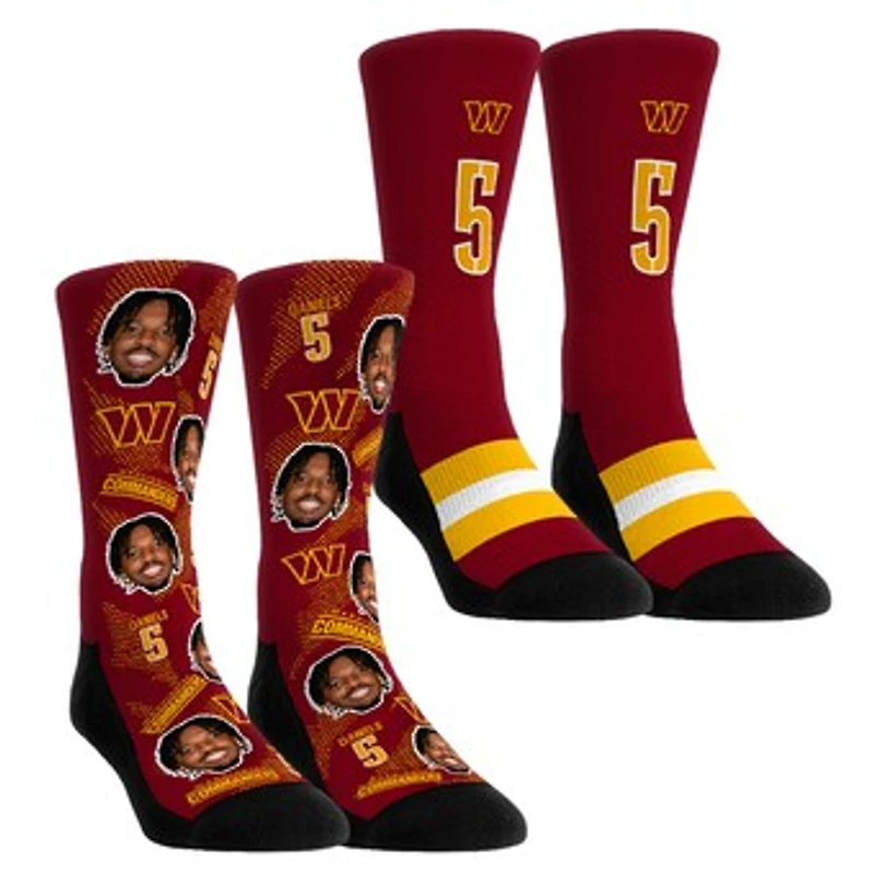 Youth Rock Em Socks Jayden Daniels Washington Commanders Player Football Guy Two-Pack Crew Sock Set