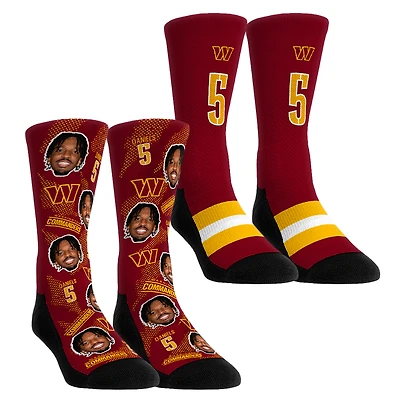 Youth Rock Em Socks Jayden Daniels Washington Commanders Player Football Guy Two-Pack Crew Sock Set