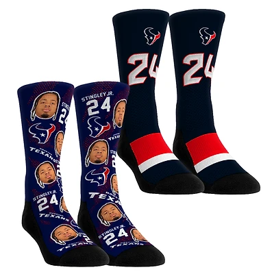 Youth Rock Em Socks Derek Stingley Jr. Houston Texans Player Football Guy Two-Pack Crew Sock Set