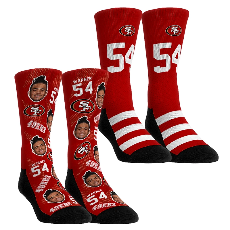 Youth Rock Em Socks Fred Warner San Francisco 49ers Player Football Guy Two-Pack Crew Sock Set