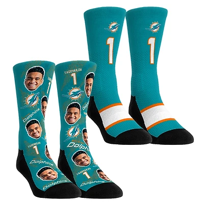 Youth Rock Em Socks Tua Tagovailoa Miami Dolphins Player Football Guy Two-Pack Crew Sock Set