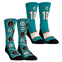 Youth Rock Em Socks Tyreek Hill Miami Dolphins Player Football Guy Two-Pack Crew Sock Set