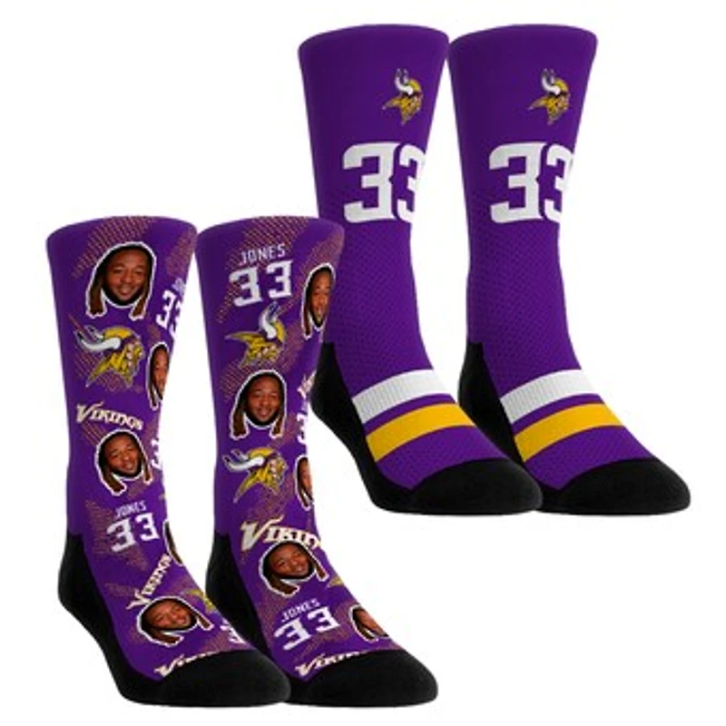 Youth Rock Em Socks Aaron Jones Minnesota Vikings Player Football Guy Two-Pack Crew Sock Set
