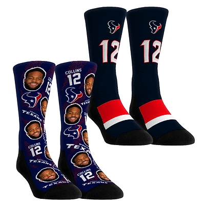 Youth Rock Em Socks Nico Collins Houston Texans Player Football Guy Two-Pack Crew Sock Set