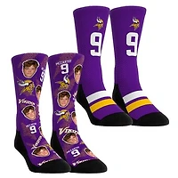 Youth Rock Em Socks J.J. McCarthy Minnesota Vikings Player Football Guy Two-Pack Crew Sock Set