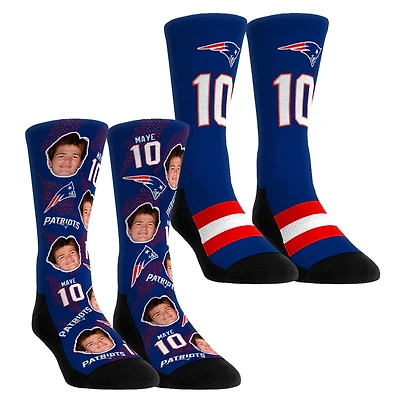 Youth Rock Em Socks Drake Maye New England Patriots Player Football Guy Two-Pack Crew Sock Set