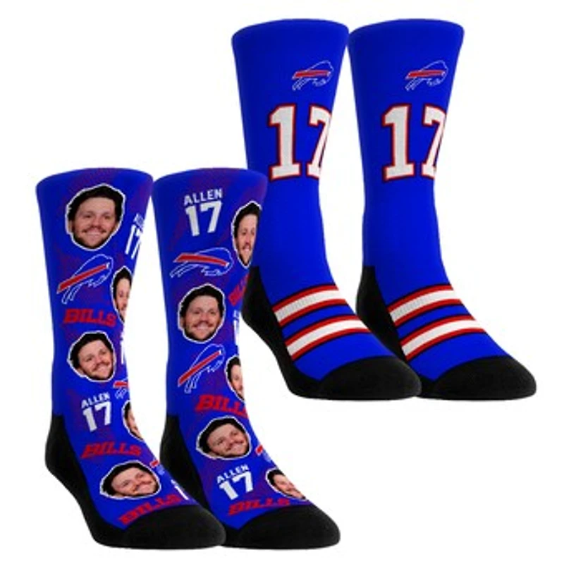 Youth Rock Em Socks Josh Allen Buffalo Bills Player Football Guy Two-Pack Crew Sock Set