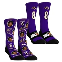 Youth Rock Em Socks Lamar Jackson Baltimore Ravens Player Football Guy Two-Pack Crew Sock Set