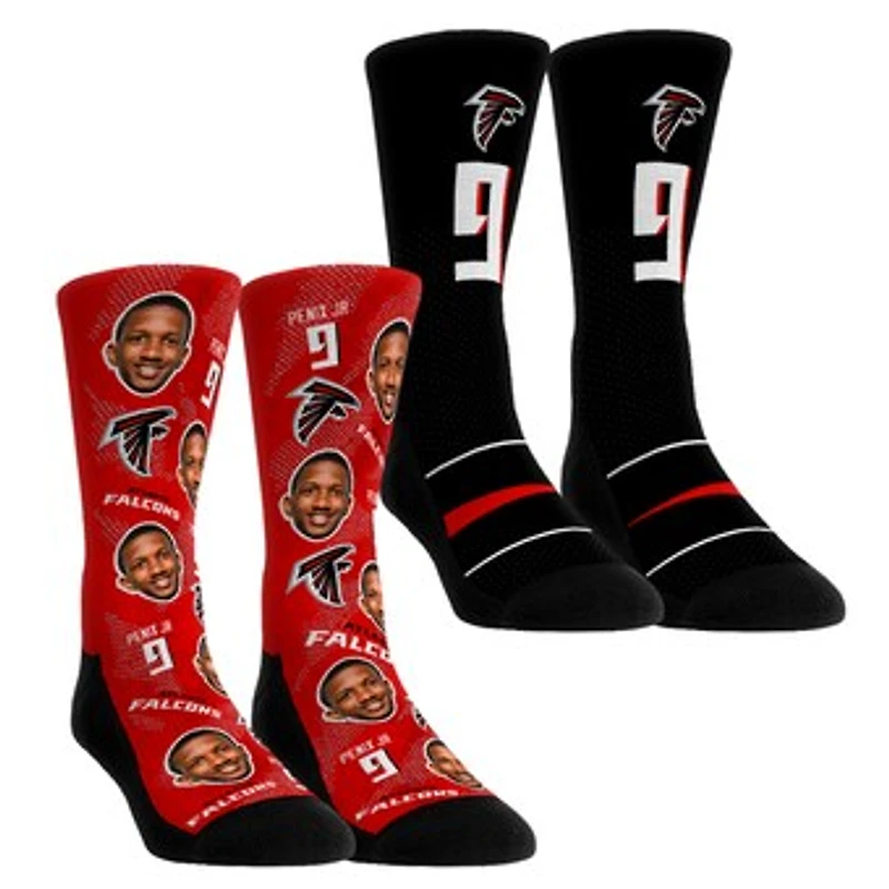 Youth Rock Em Socks Michael Penix Jr. Atlanta Falcons Player Football Guy Two-Pack Crew Sock Set