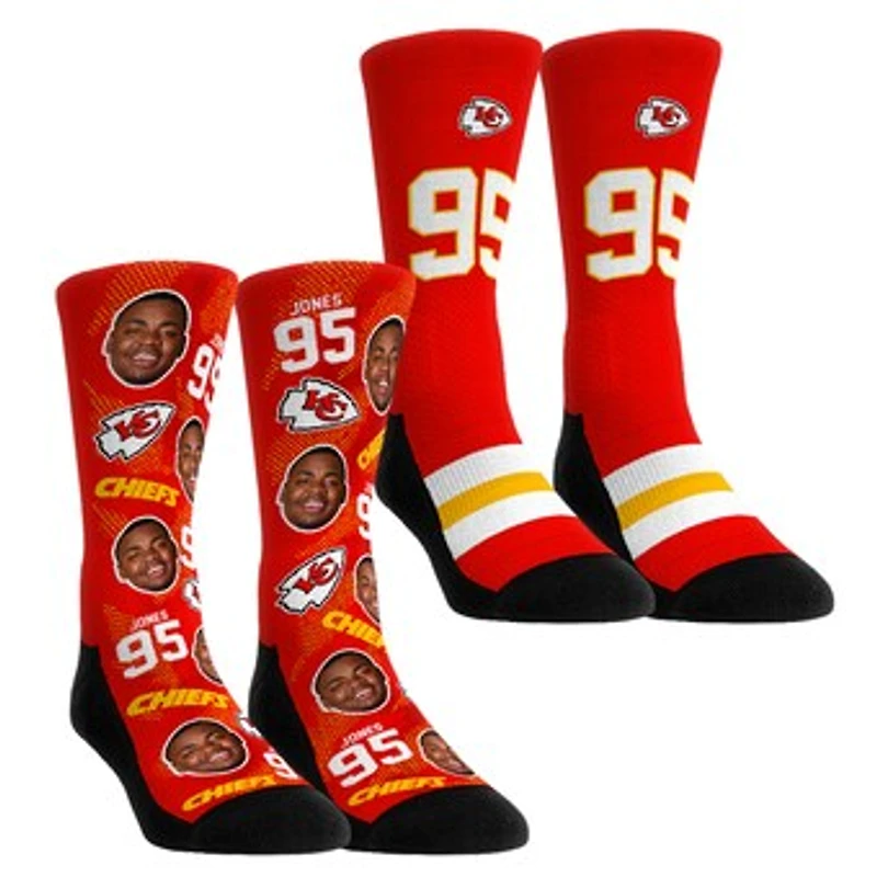 Youth Rock Em Socks Chris Jones Kansas City Chiefs Player Football Guy Two-Pack Crew Sock Set