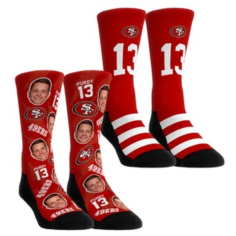 Youth Rock Em Socks Brock Purdy San Francisco 49ers Player Football Guy Two-Pack Crew Sock Set