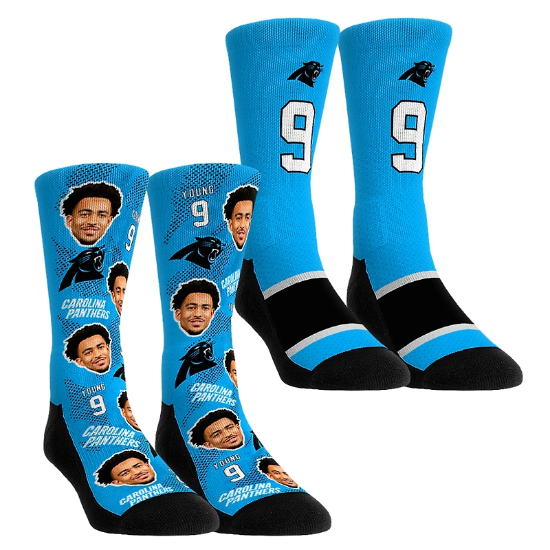 Youth Rock Em Socks Bryce Young Carolina Panthers Player Football Guy Two-Pack Crew Sock Set