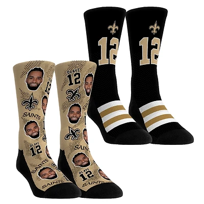 Youth Rock Em Socks Chris Olave New Orleans Saints Player Football Guy Two-Pack Crew Sock Set