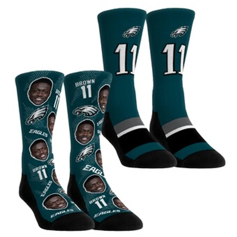 Youth Rock Em Socks A.J. Brown Philadelphia Eagles Player Football Guy Two-Pack Crew Sock Set