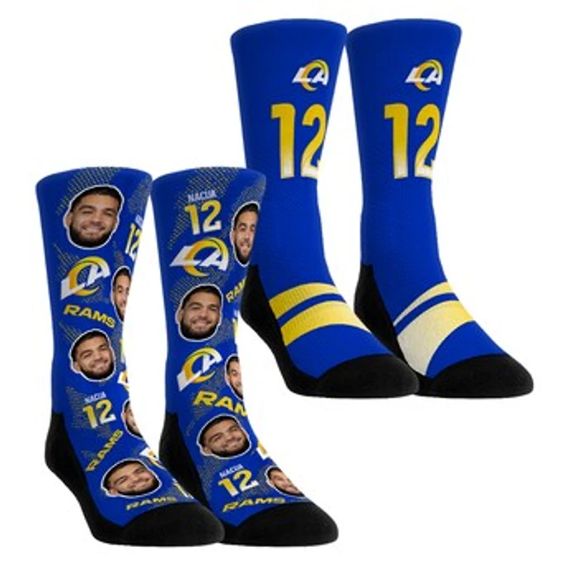 Youth Rock Em Socks Puka Nacua Los Angeles Rams Player Football Guy Two-Pack Crew Sock Set