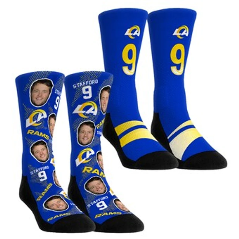 Youth Rock Em Socks Matthew Stafford Los Angeles Rams Player Football Guy Two-Pack Crew Sock Set