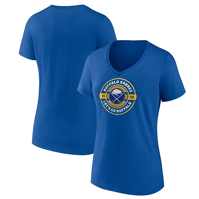 Women's  Royal Buffalo Sabres Native V-Neck T-Shirt